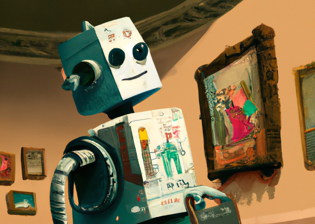 DALL·E visits an art museum, digital illustration